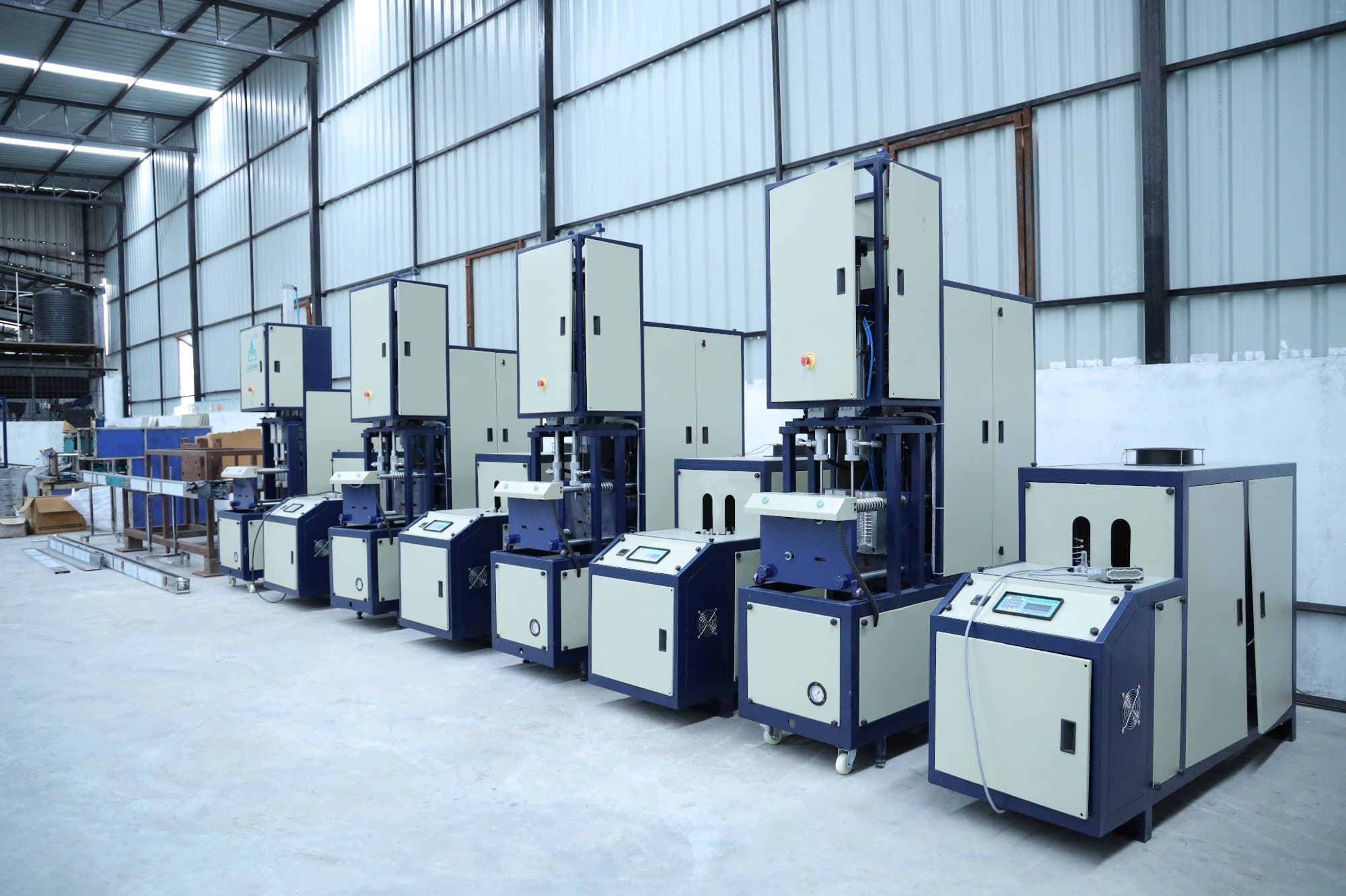 Blow moulding machines assembled on the production floor